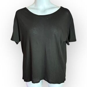 Enza Costa Black Pima Cotton Tee Relaxed Fit Short Sleeve Luxe Basic Size L‎